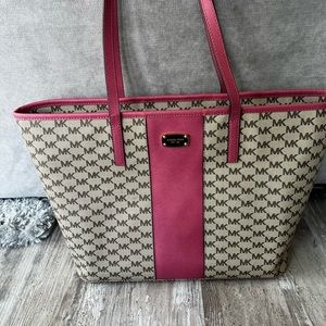 Michael Kors Emory Tote Pink / Beige